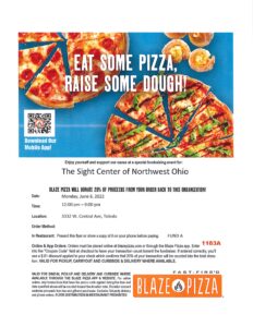 Image of The Sight Center's Blaze Pizza Fundraiser Flyer