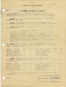 Articles of incorporation letter from 1927