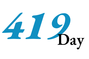 419 Day in Blue and Black text