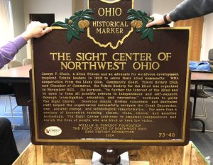 A brown and gold Ohio Historical Marker